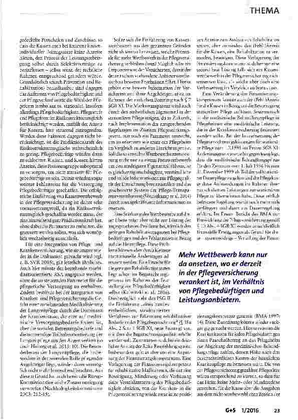 Vorschauseite 5: Ordnungspolitische Weiterentwicklung durch mehr Wettbewerb in der Pflegeversicherung?