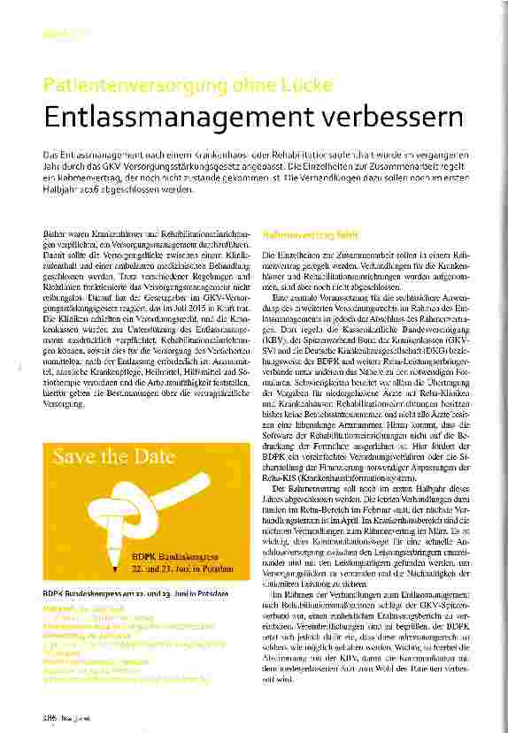 Vorschauseite 1: Entlassmanagement verbessern