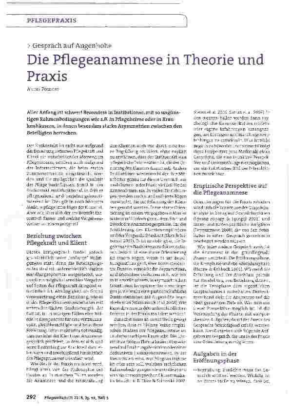 Vorschauseite 1: Die Pflegeanamnese in Theorie und Praxis