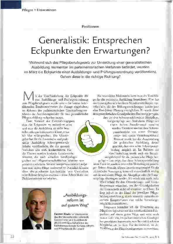 Vorschauseite 1: Generalistik: Entsprechen Eckpunkte den Erwartungen?