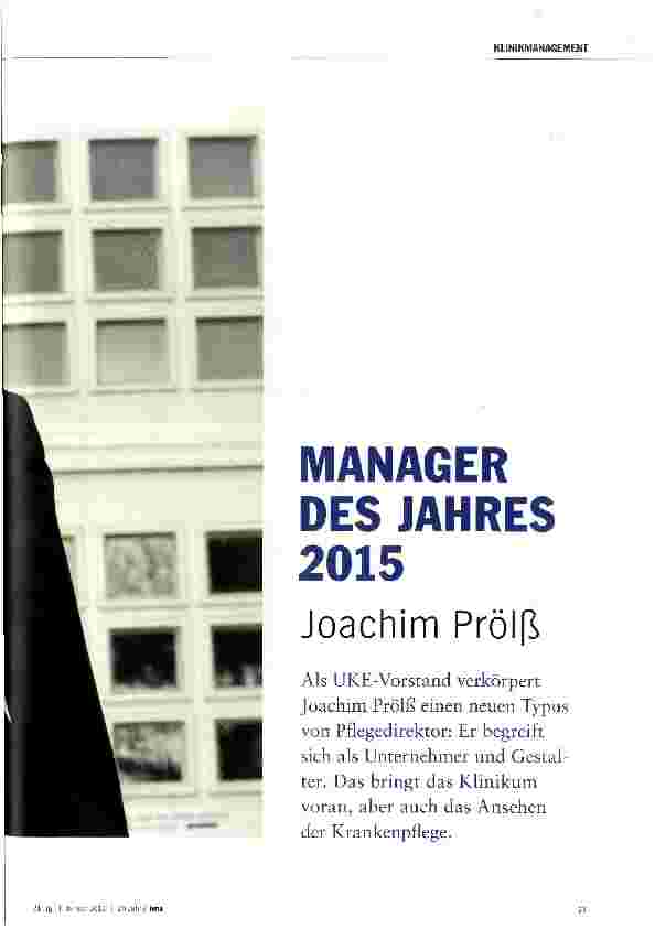 Vorschauseite 2: MANAGER DES JAHRES 2015 Joachim Prölß