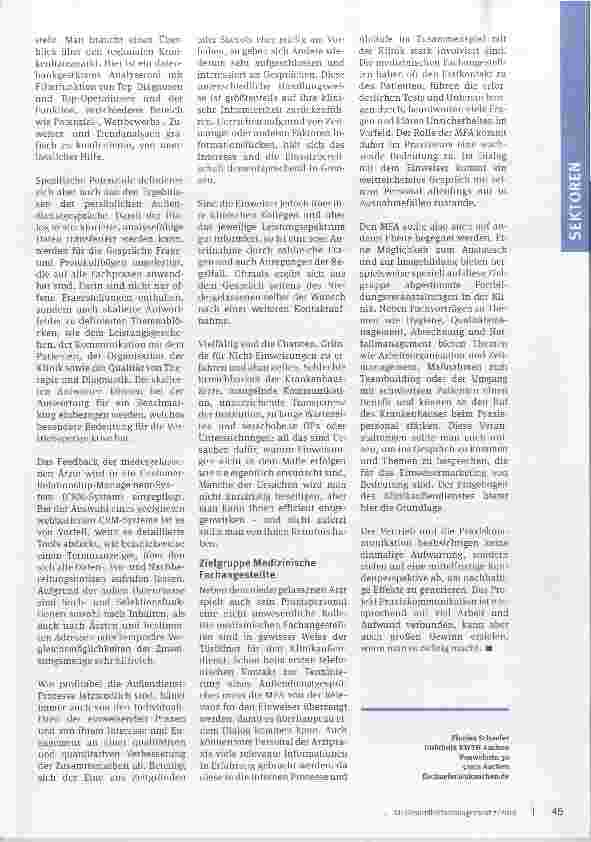 Vorschauseite 3: Einweiserkommunikation - effizient dank Klinikaußendienst