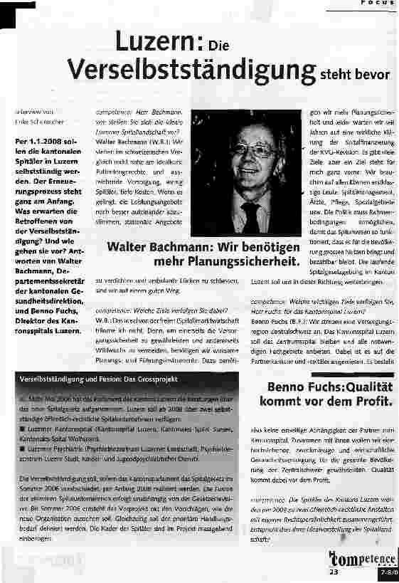Vorschauseite 1: Luzern: Die Verselbstständigung steht bevor