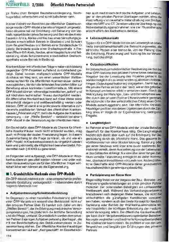 Vorschauseite 3: OPP im Krankenhausbereich: Eine Alternative zur klassischen Privatisierung