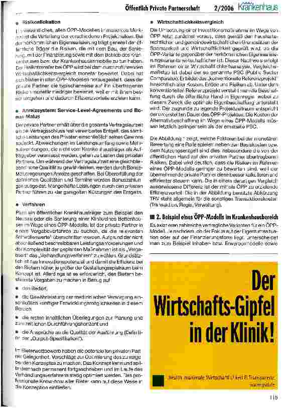 Vorschauseite 4: OPP im Krankenhausbereich: Eine Alternative zur klassischen Privatisierung