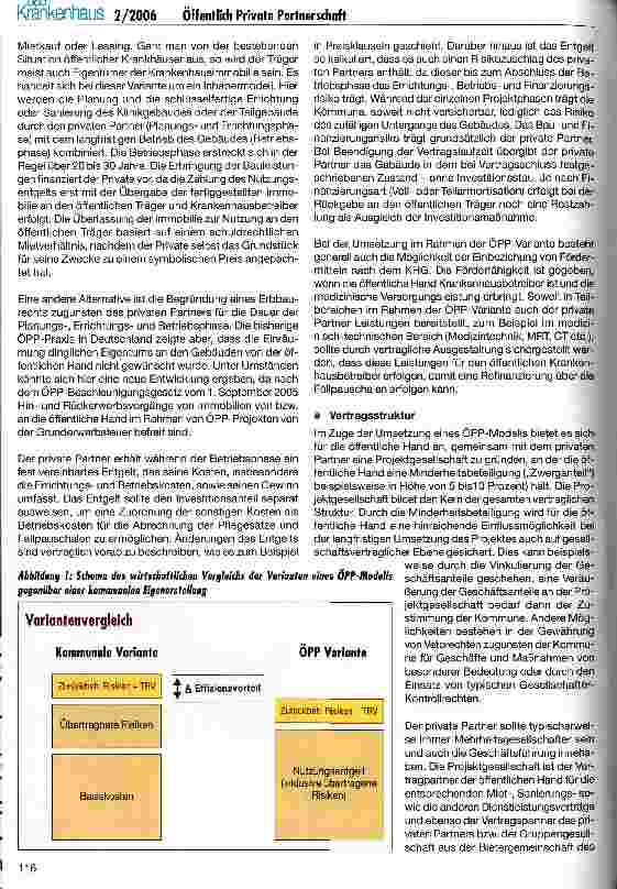 Vorschauseite 5: OPP im Krankenhausbereich: Eine Alternative zur klassischen Privatisierung