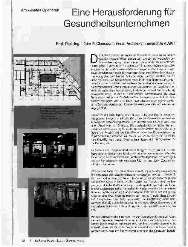Vorschauseite 1: Ambulantes operieren - Ejne Herausforderung fürGesundheitsunternehmen