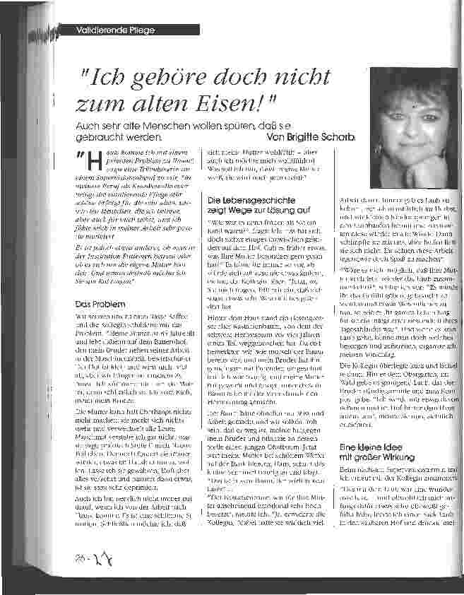 Vorschauseite 1: Ich gehöre doch nicht zum alten Eisen! Auch sehr alte Menschen wollen spüren, daß sie gebraucht werden