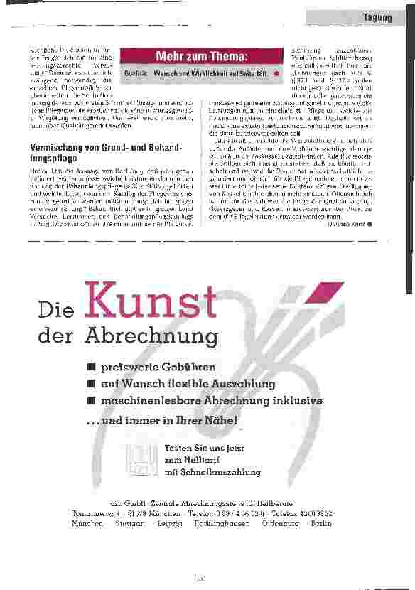 Vorschauseite 3: Qualität oder Existenz? Tagung zum Thema Ambulante Dienste zwischen Laienpflege und ihrem Anspruch auf Vergütung professionelleer Dienstleistung in Kassel