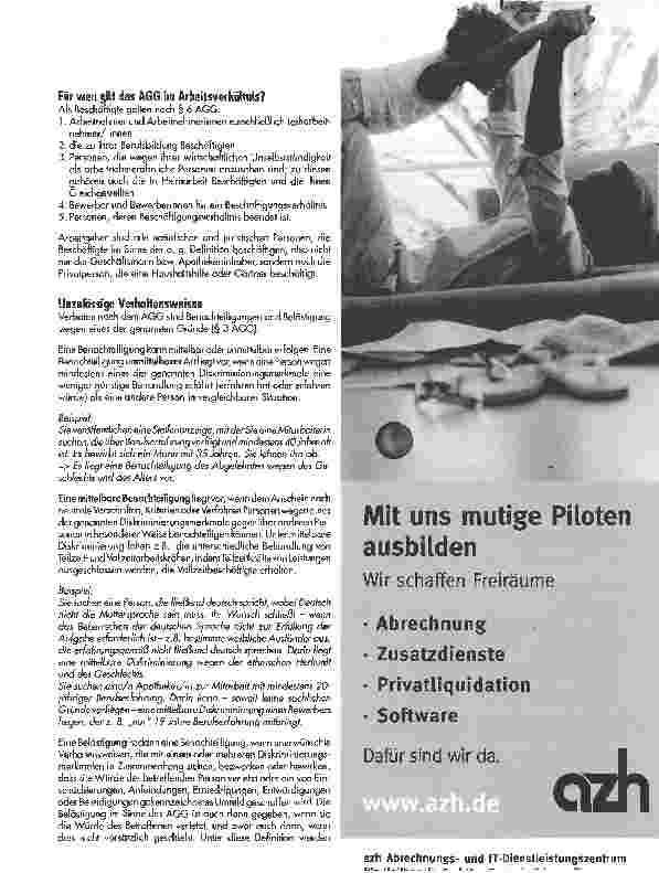 Vorschauseite 2: Aktuelle gesetzliche Veränderungen:AGG - Das Allgemeine Gleichbehandlungsgesetz