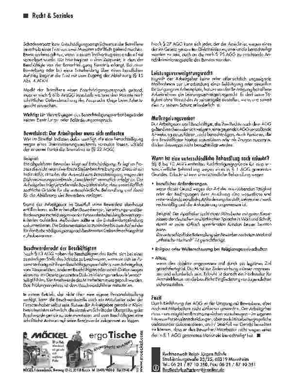 Vorschauseite 5: Aktuelle gesetzliche Veränderungen:AGG - Das Allgemeine Gleichbehandlungsgesetz