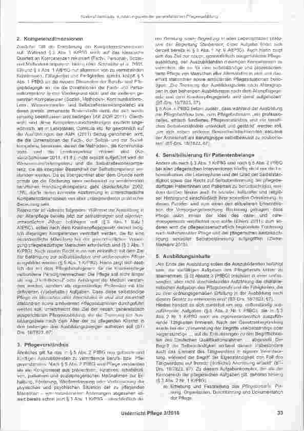 Vorschauseite 2: Ausbildungsziele der generalistischen Pflegeausbildung