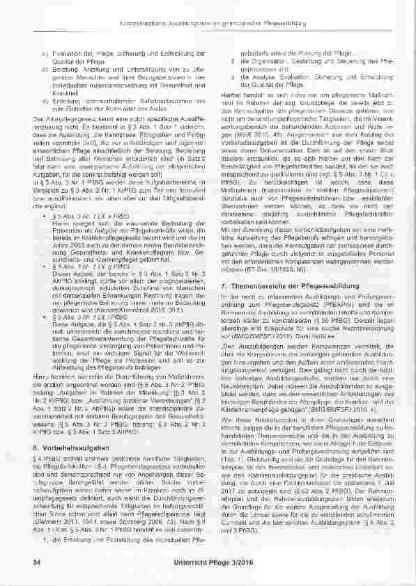 Vorschauseite 3: Ausbildungsziele der generalistischen Pflegeausbildung