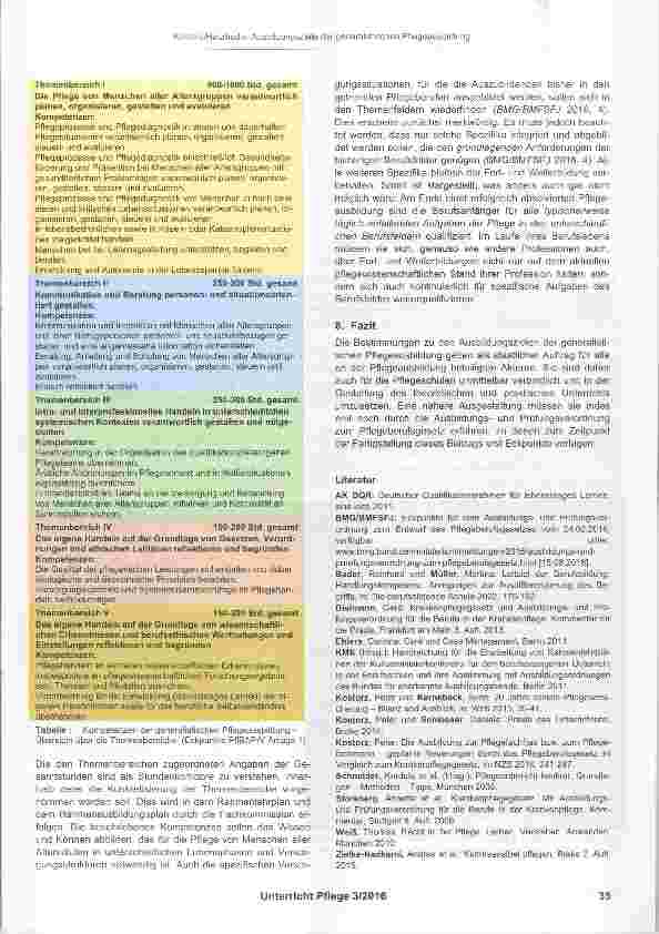 Vorschauseite 4: Ausbildungsziele der generalistischen Pflegeausbildung