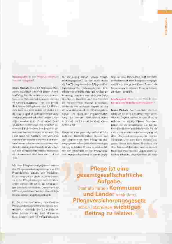 Vorschauseite 2: PSG IN - letzte Etappe in einem großen Gesetzeswerk Letztes Paket in der Pflegeversicherung wird geschnürt