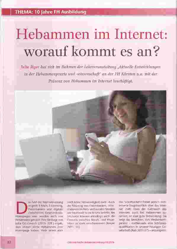 Vorschauseite 1: Hebammen im Internet; worauf kommt es an?