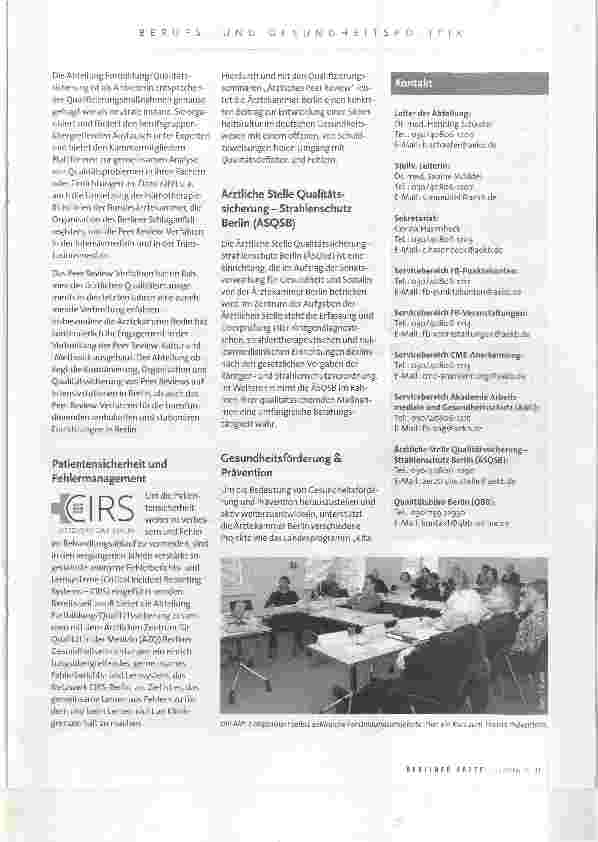 Vorschauseite 3: Fortbildung und Qualitätssicherung in der Ärztekammer Berlin