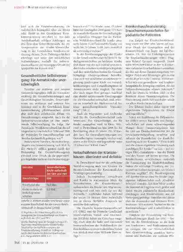 Vorschauseite 2: Fluchtzuwanderung und Pädiatrieversorgung Anforderungen an die Infrastruktur und die Finanzierung der Kinderund Jugendmedizin in Deutschland (Teil 2)