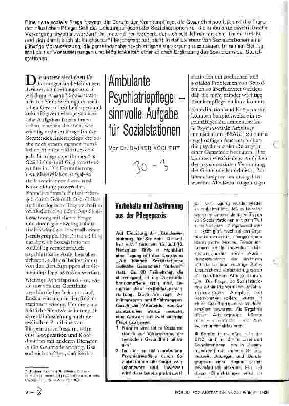 Vorschauseite 1: Ambulante Psychiatriepflege - sinnvolle Aufgabe für Sozialstationen