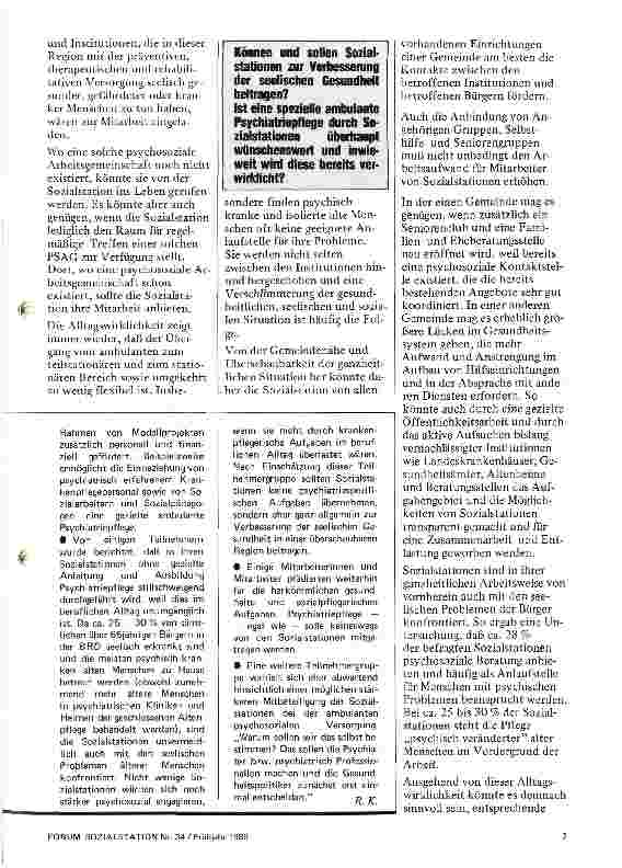 Vorschauseite 2: Ambulante Psychiatriepflege - sinnvolle Aufgabe für Sozialstationen