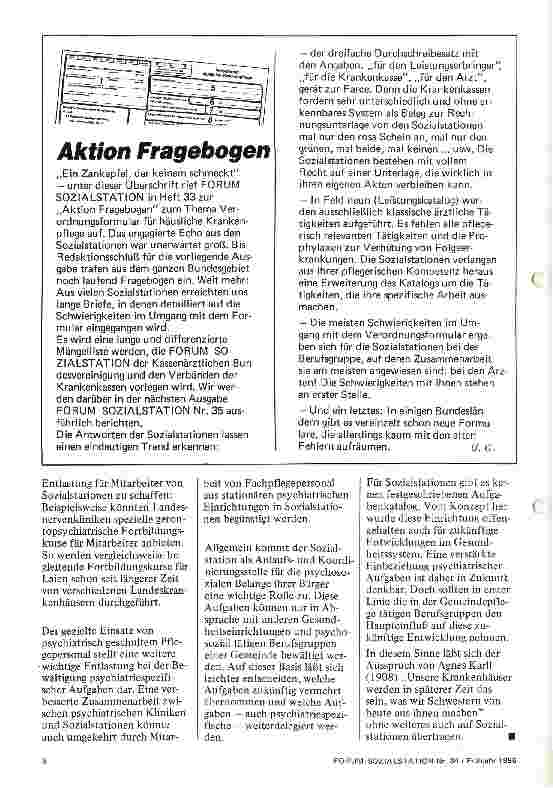 Vorschauseite 3: Ambulante Psychiatriepflege - sinnvolle Aufgabe für Sozialstationen