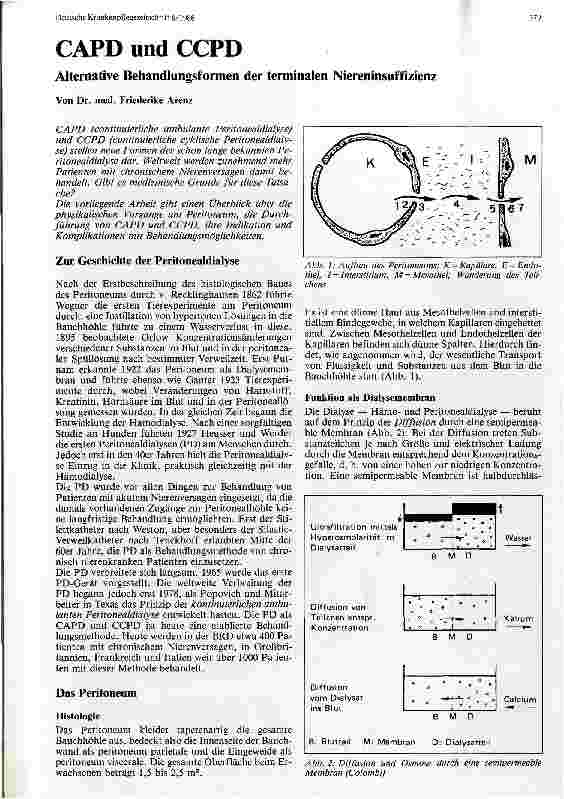 Vorschauseite 1: CAPD und CCPD Alternative Behandlungsformen der terminalen Niereninsuffizienz