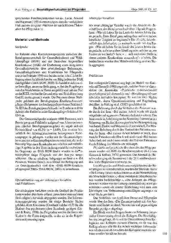 Vorschauseite 3: Beschäftigtenfluktuation bei Pflegenden: Ein Vergleich der Bedeutung von arbeitsbedingtem Stress, organisationalen und individuellen Faktoren für die Absicht zum Berufswechsel und…