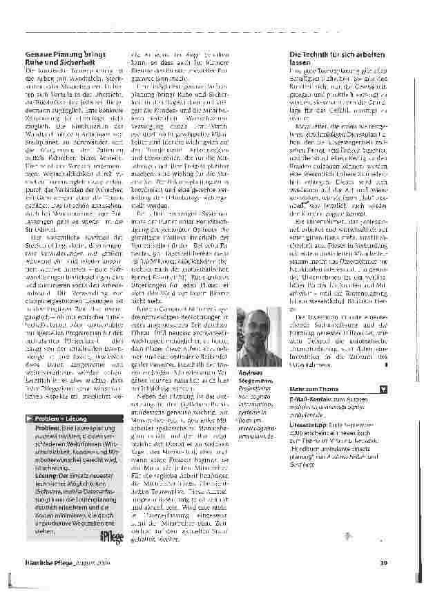 Vorschauseite 2: Durch den Einsatz neuesterTechnik Kosten sparen und Qualität sichern - Eine logistische Herausforderung