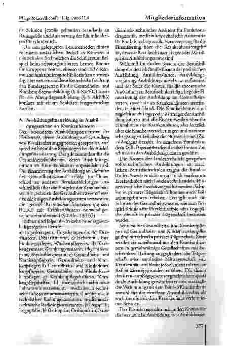 Vorschauseite 3: Mitgliederinformation - Ausbildungsfinanzierung und Qualitätsstandards in den Pflegefachberufen