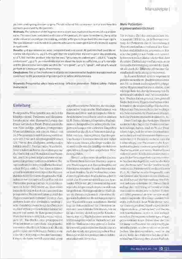 Vorschauseite 2: Präoperative antiseptische Waschung Beurteilung einer patientenorientierten hygienischen Maßnahme aus Sicht des Anwenders