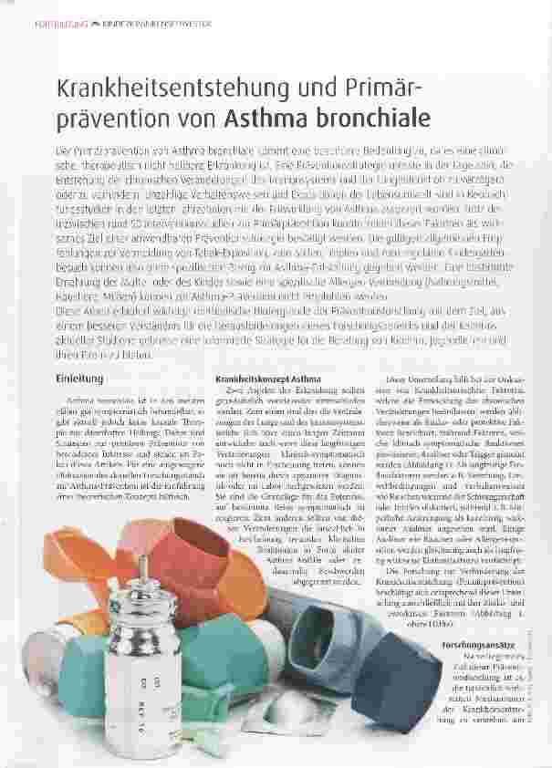 Vorschauseite 1: Krankheitsentstehung und Primärprävention von Asthma bronchiale
