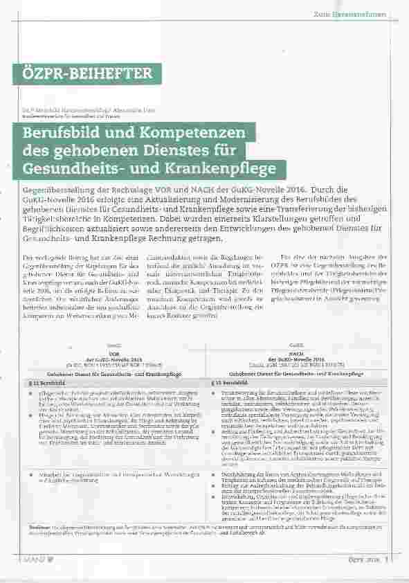 Vorschauseite 1: Berufsbild und Kompetenzen des gehobenen Dienstes für Gesundheitsund Krankenpflege