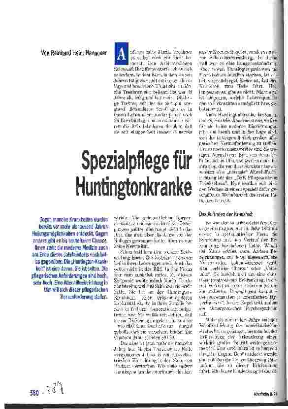 Vorschauseite 1: Spezialpflege für Huntingtonkranke