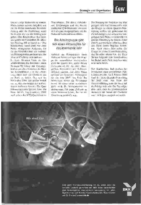 Vorschauseite 2: Ziele setzen, messen und erreichenNach dem Prinzip der BSC setzt das Krankenhaus Bad Arolsen erfolgreich strategische Ziele um