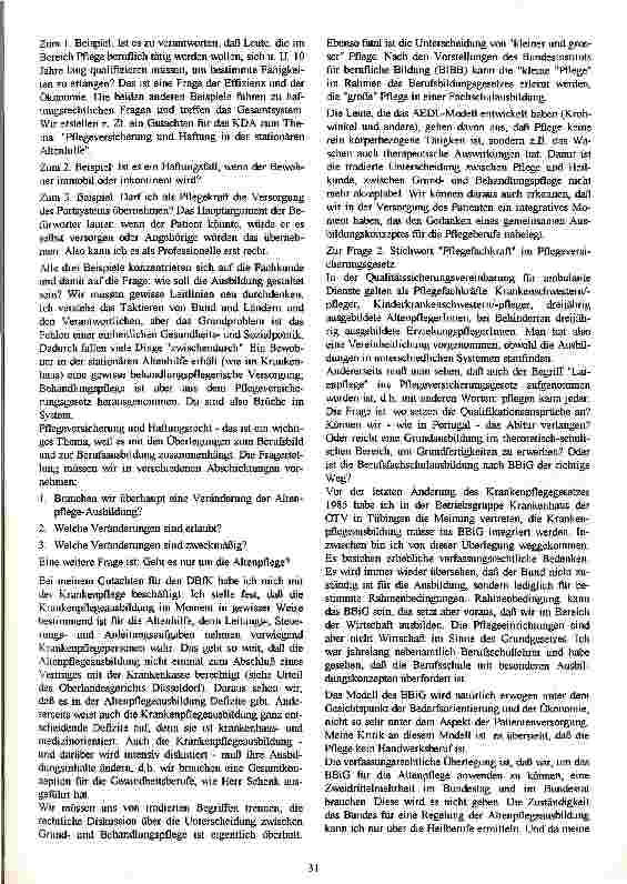 Vorschauseite 2: Künftige Einbindung der Pflegeausbildung in Bildungssysteme aus juristischer Sicht Gekürzte Wiedergabe des Referats vom 1.11.1995