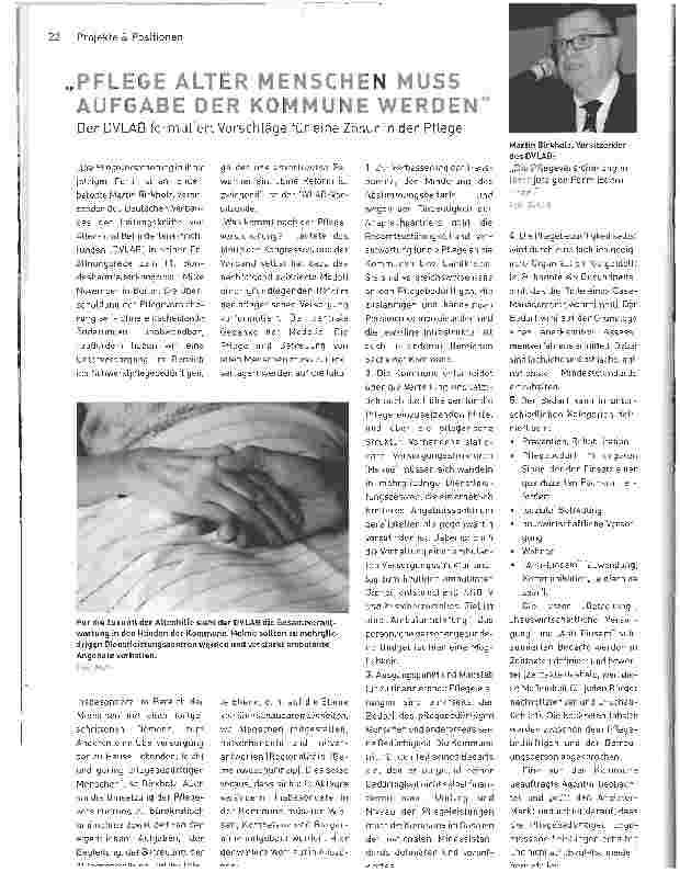 Vorschauseite 1: PFLEGE ALTER MENSCHEN MUSS AUFGABE DER KOMMUNE WERDEN