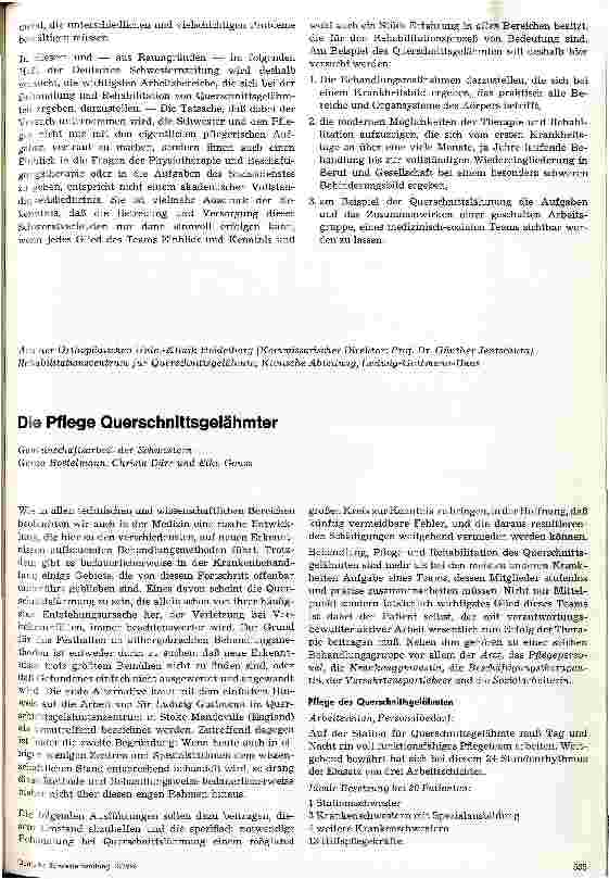 Vorschauseite 1: Die Pflege Querschnittsgelähmter
