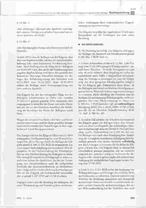 Vorschauseite 2: Zum Schadensersatzanspruch bei vorzeitiger Kündigung des Heimversorgungsvertrags durch den Heimträger