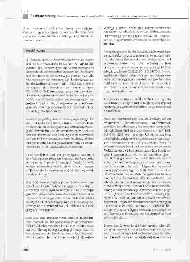 Vorschauseite 5: Zum Schadensersatzanspruch bei vorzeitiger Kündigung des Heimversorgungsvertrags durch den Heimträger