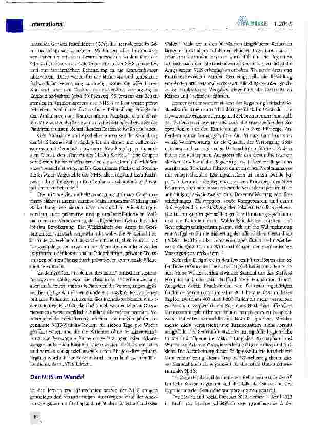 Vorschauseite 2: Der englische NHS im Wandel: Mehr Qualitätssicherung und Transparenz