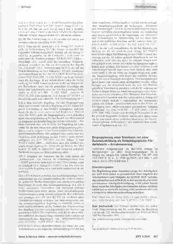 Vorschauseite 2: Heilpädagogische Förderlehrer Eigenschaft als Lehrkraft iSd. Anlage D.7 zum TVöD-V Günstigkeitsvergleich