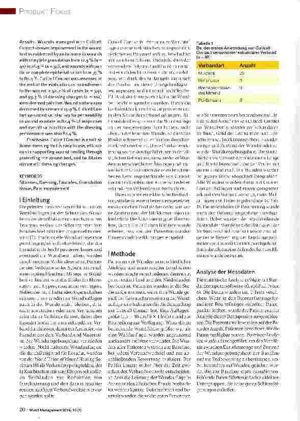 Vorschauseite 2: Cuticell Contact in der täglichen Praxis - multizentrische klinische Bewertung einer Silikonwundauflage