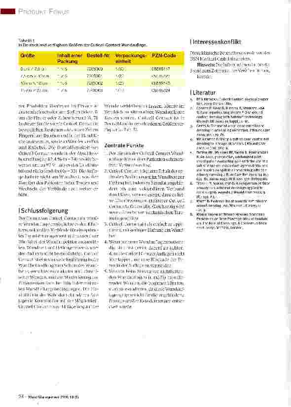 Vorschauseite 6: Cuticell Contact in der täglichen Praxis - multizentrische klinische Bewertung einer Silikonwundauflage