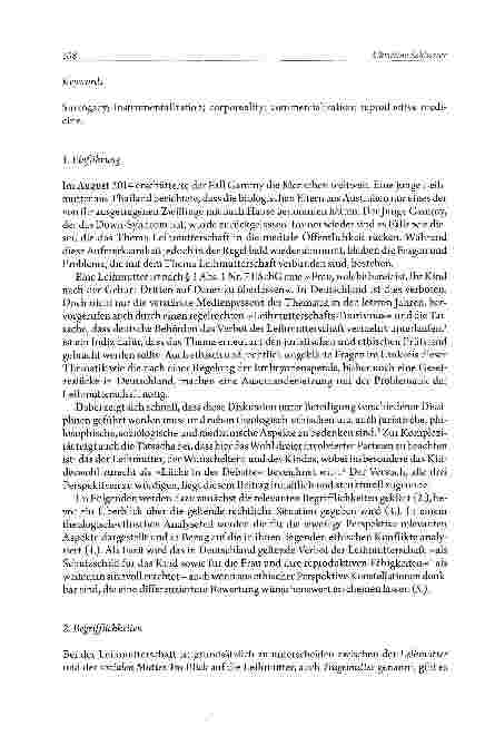 Vorschauseite 2: Körperlichkeit und Kommerzialisierung Zur theologisch-ethischen Problematik der Leihmutterschaft