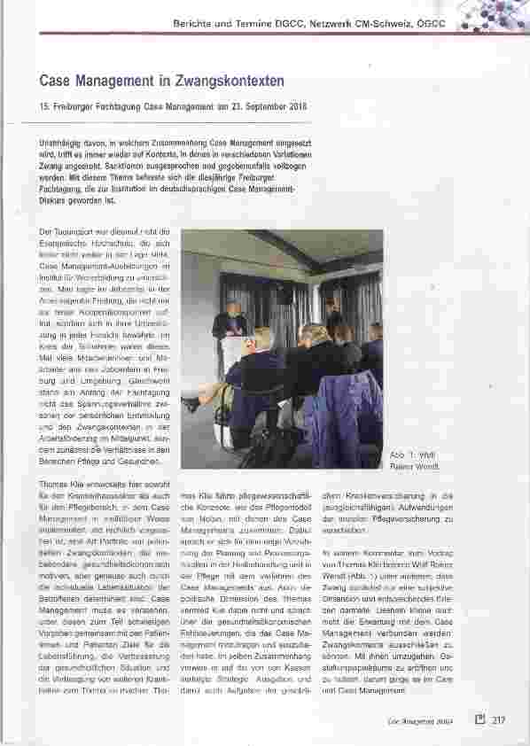 Vorschauseite 1: Case Management in Zwangskontexten 15. Freiburger Fachtagung Case Management am 23. September 2016
