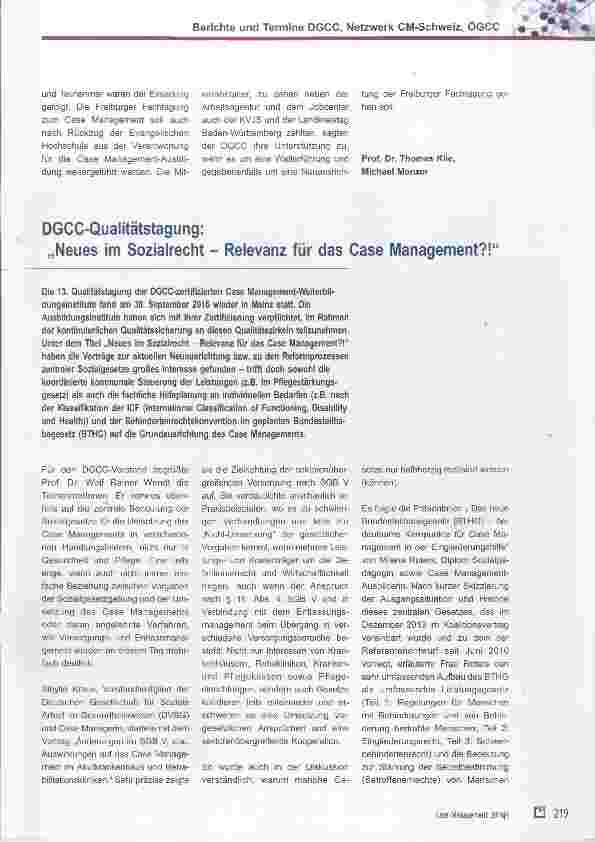 Vorschauseite 3: Case Management in Zwangskontexten 15. Freiburger Fachtagung Case Management am 23. September 2016