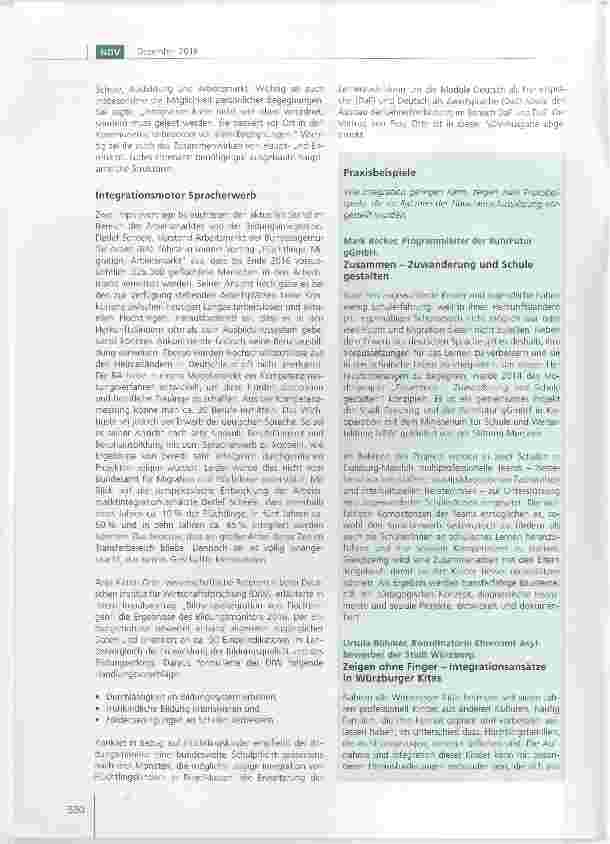 Vorschauseite 2: Teilhabe geflüchteter Menschen Integration in Kita, Schule, Arbeitsmarkt