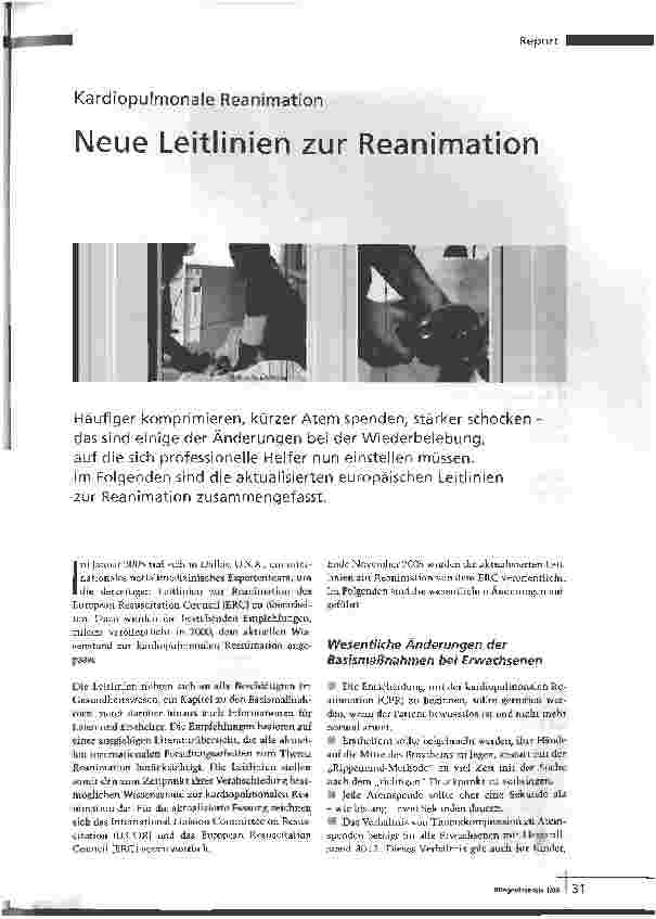 Vorschauseite 1: Neue Leitlinien zur Reanimation