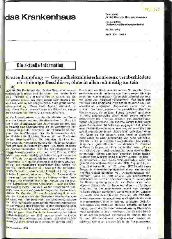 Vorschauseite 1: Kostendämpfung - Gesundheitsministerkonferenz verabschiedete einstimmige Beschlüsse ohne einstimmig zu sein.