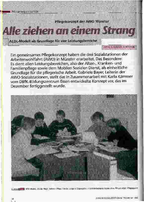 Vorschauseite 1: Alle ziehen an einem Strang Pflegekonzept der AWO Münster AEDL-Modell als Grundlage für vier Leistungsbereiche